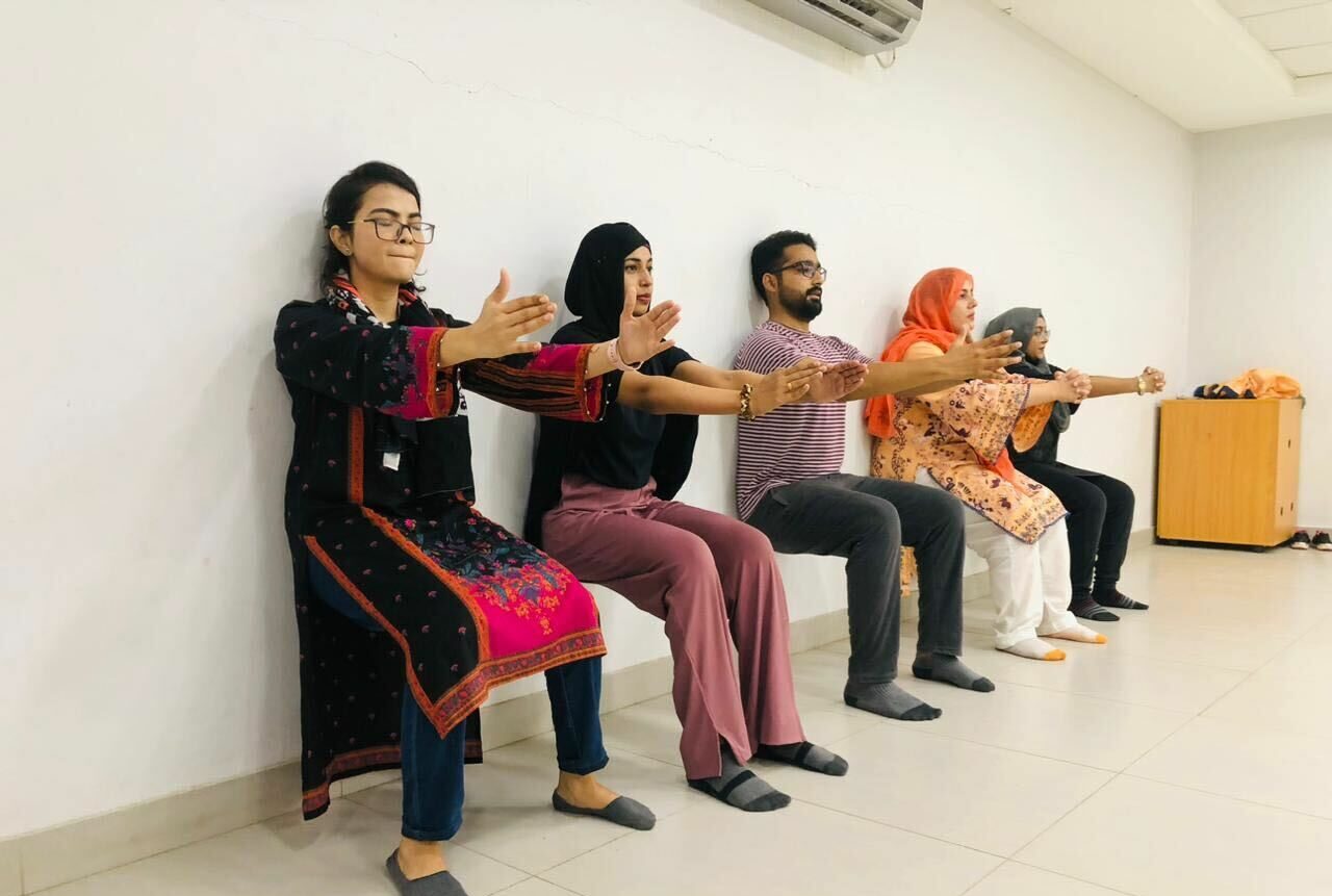 Members of the initiative Let’s Get Fit Together in Pakistan exercising